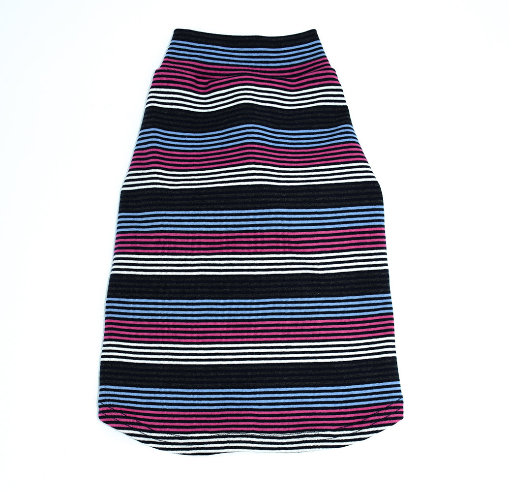 Pink/Blue/Charcoal/White Striped Cotton Tee