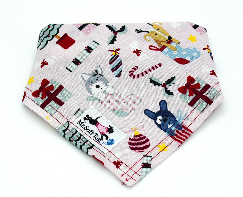 Baby Pink Christmas Doggie Bandana