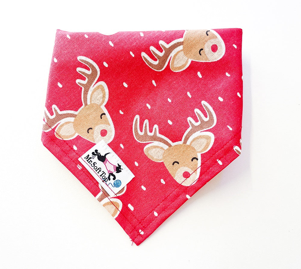 Rudolph Reindeer Christmas Bandana