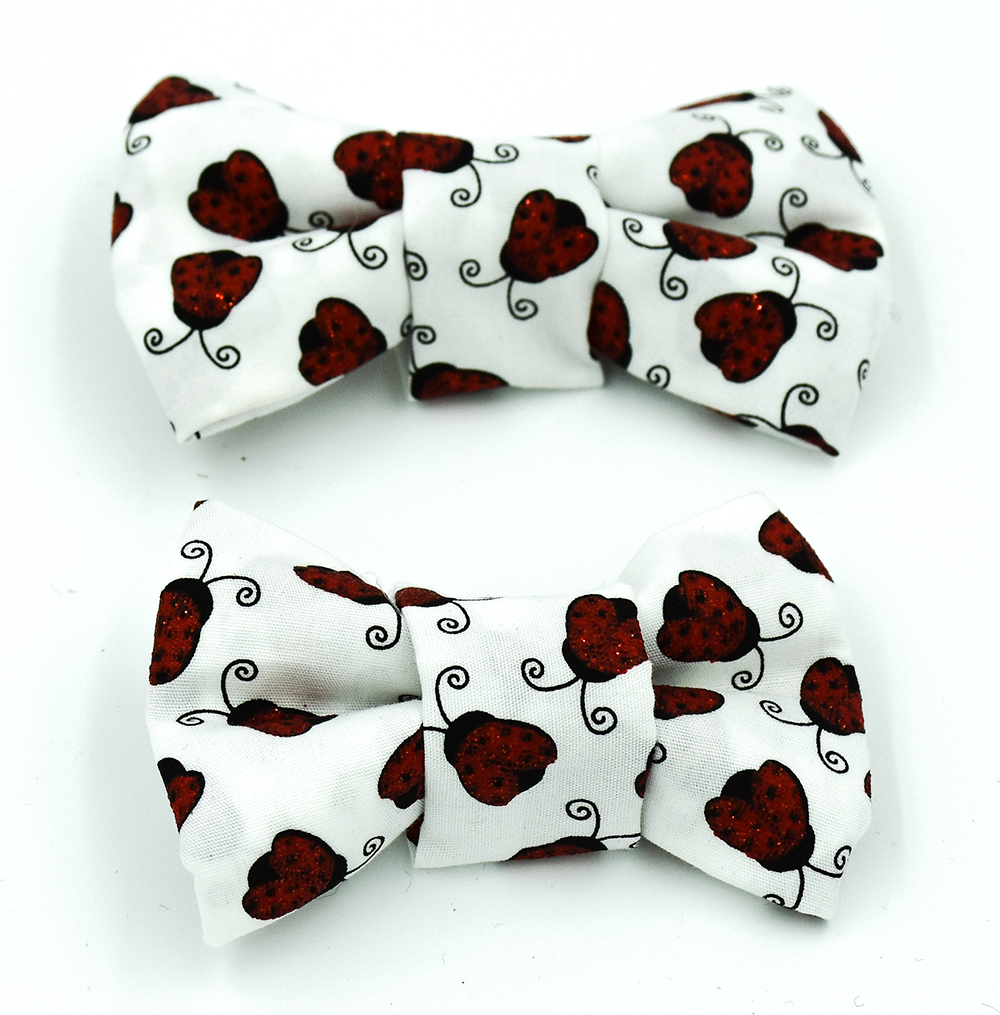 White and Red Glitter Lady Bug Bow