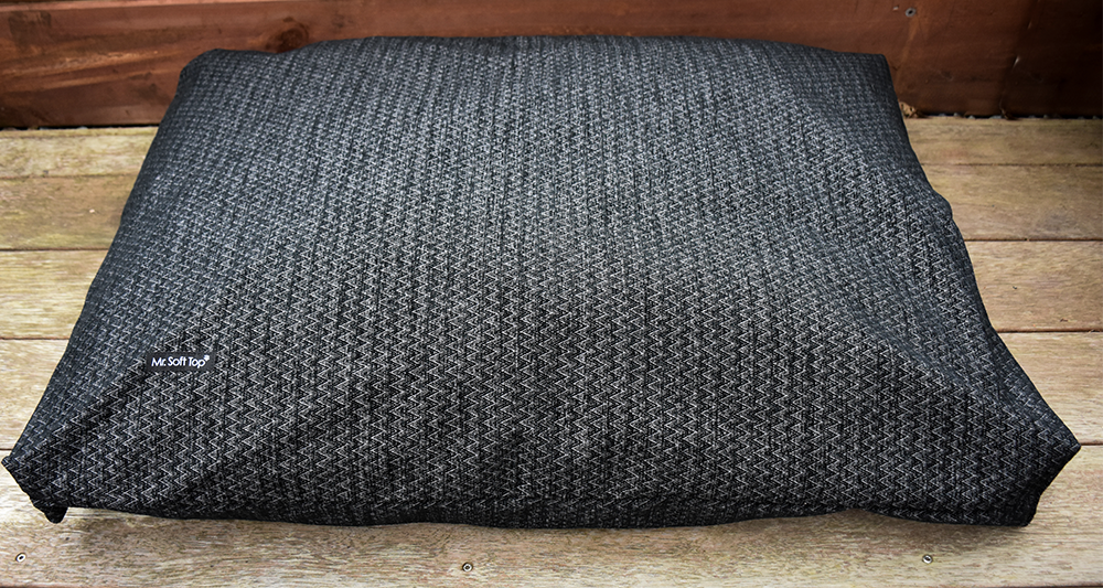 Black Herringbone Cotton Blend Dog Bed