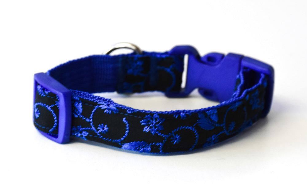 Black and Blue Embroidered Floral Collar