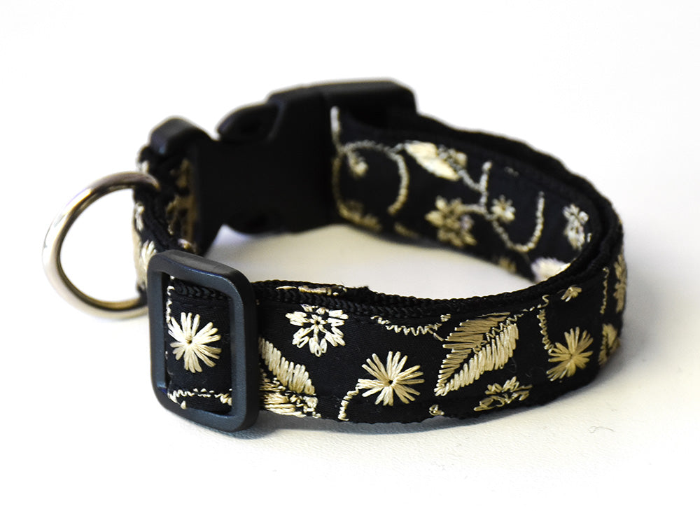 Black and Gold Embroidered Floral Collar