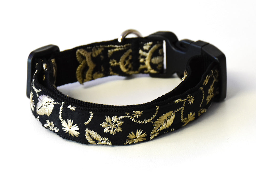 Black and Gold Embroidered Floral Collar
