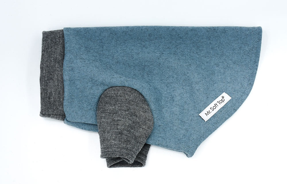 Blue and Grey Pure Wool Dog Tee