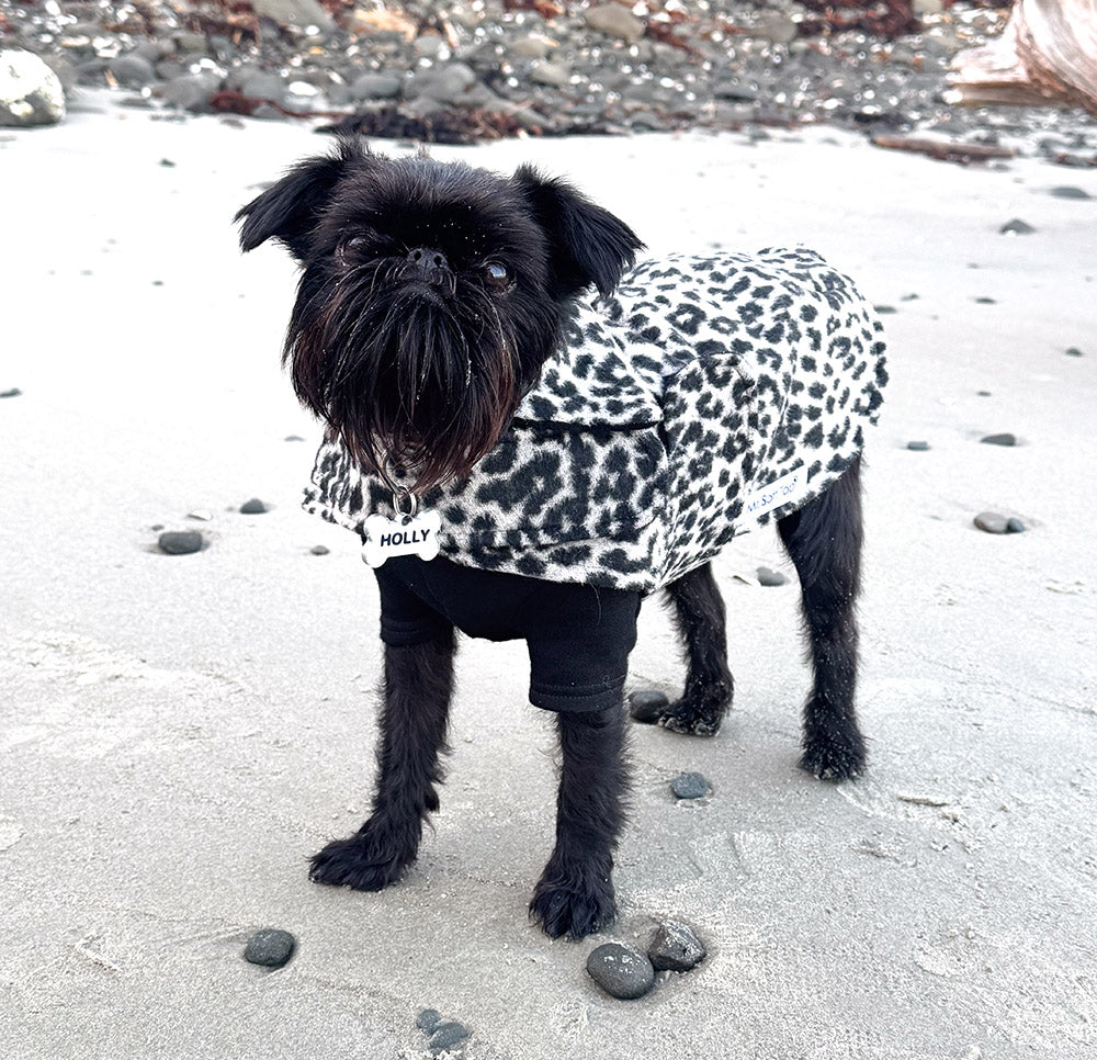 Luxurious Leopard Print Lined Wool Walking Coat