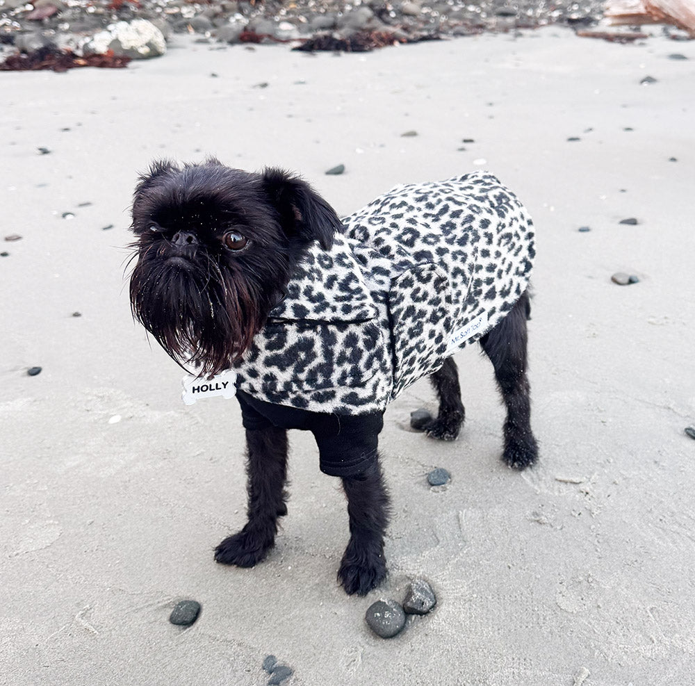 Luxurious Leopard Print Lined Wool Walking Coat