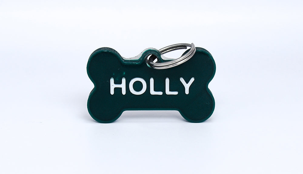 Say My Name - Custom Bone Shaped Name Tag - Holly Green