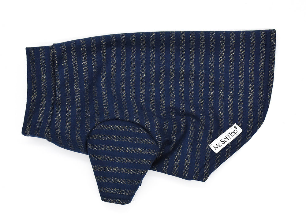 Navy and Gold Striped Luxury Merino Tee