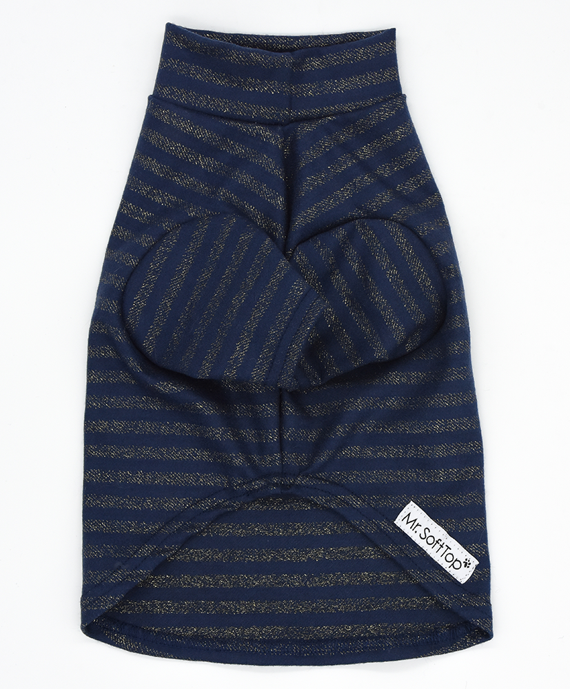 Navy and Gold Striped Luxury Merino Tee