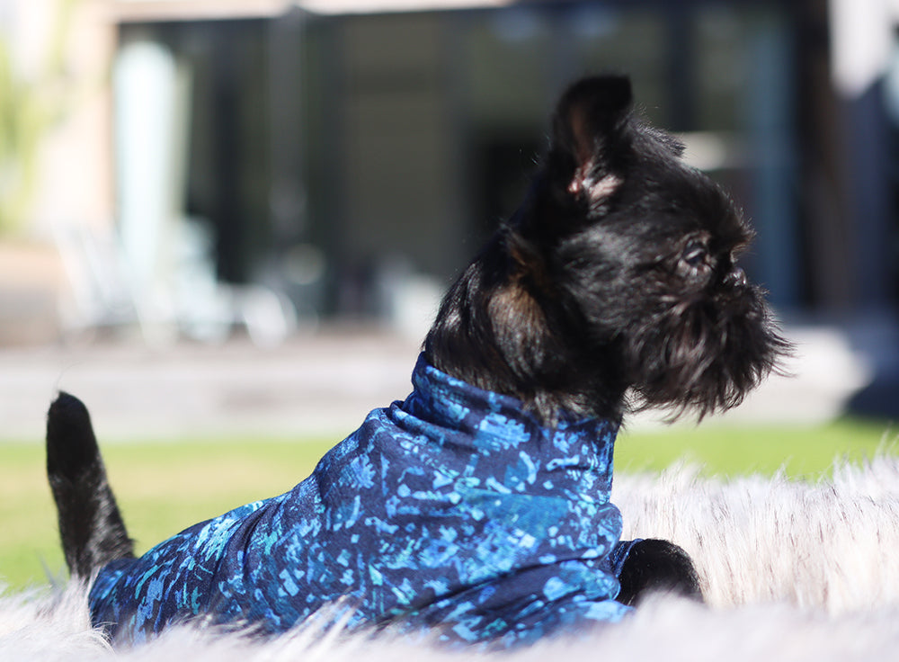 Blue Geometric Pattern Merino Tee