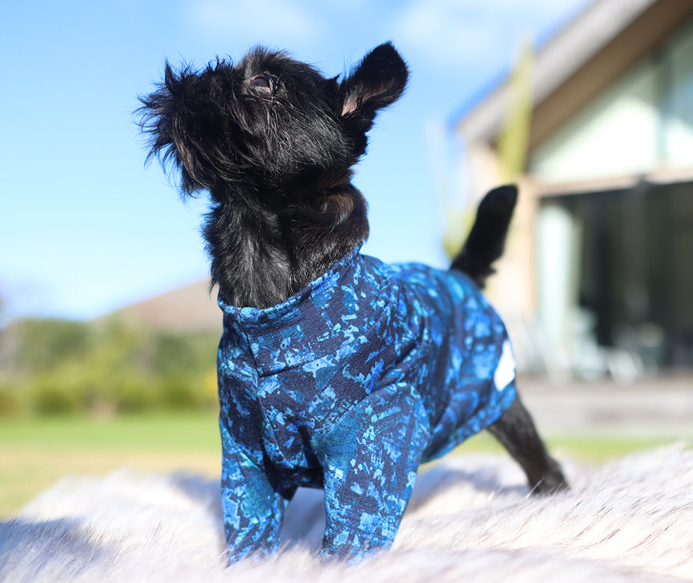 Blue Geometric Pattern Merino Tee