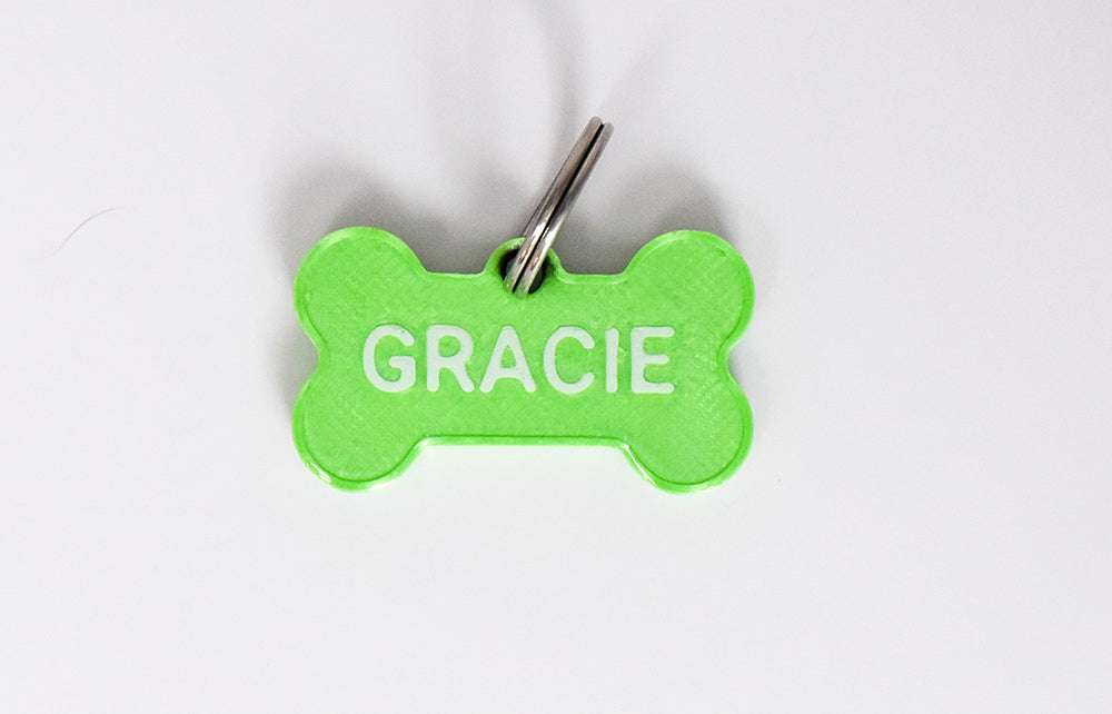 Say My Name - Custom Bone Shaped Name Tag - Lime Green