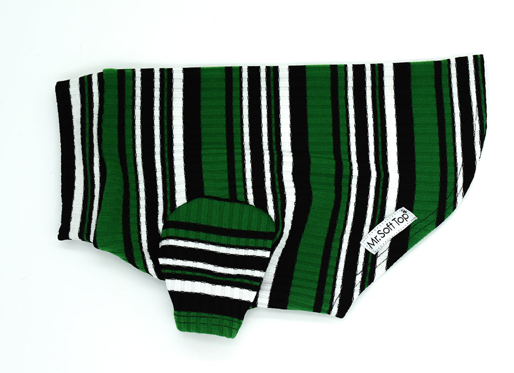 Green/Black/White Striped Cotton Tee