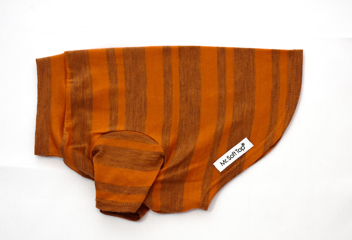 Orange Wide Striped Merino Dog Tee
