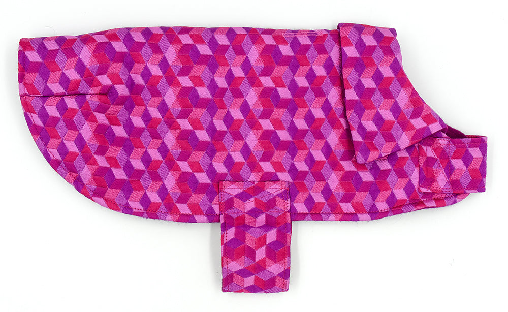 Pink 3D check Lined Walking Coat