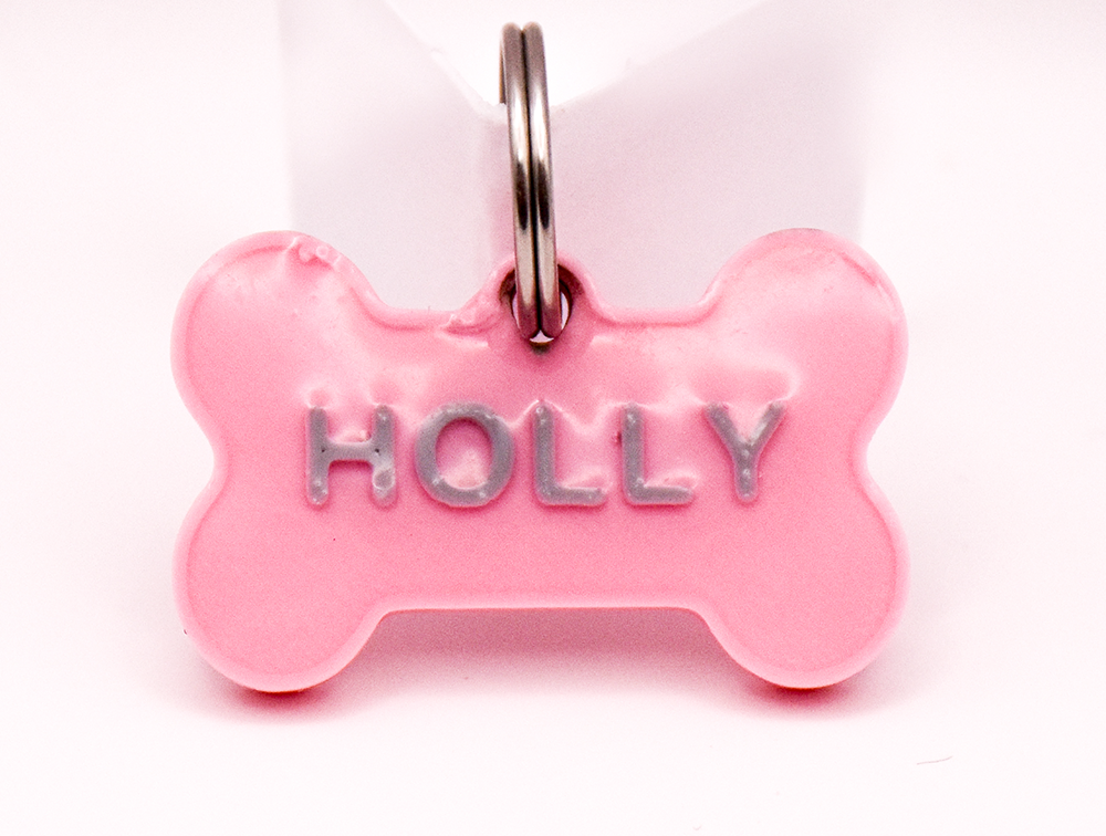Say My Name - Custom Bone Shaped Name Tag - Baby Pink
