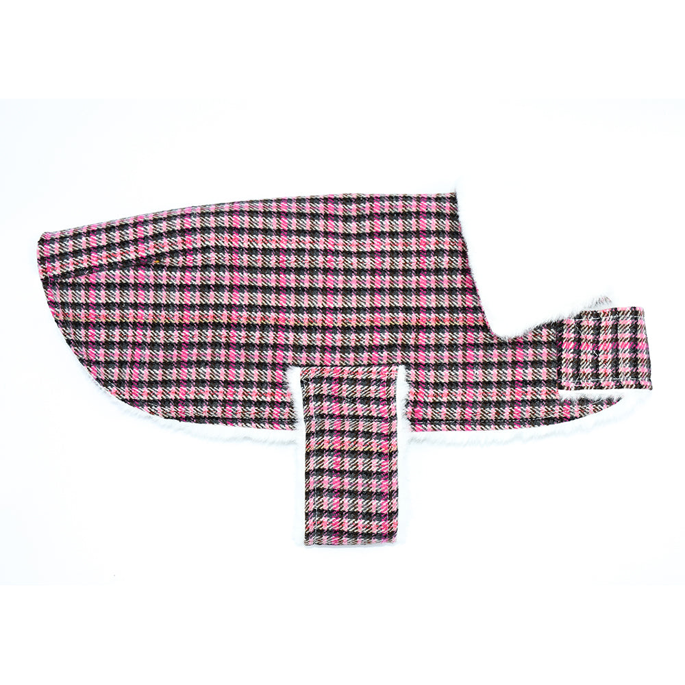 Pink Tartan, Faux Fur Lined Walking Coat