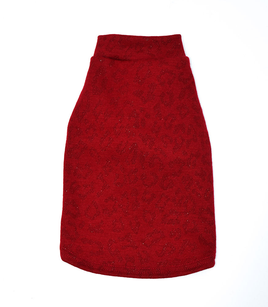 Red Leopard Pure Wool Dog Tee