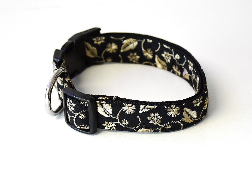 Black and Gold Embroidered Floral Collar