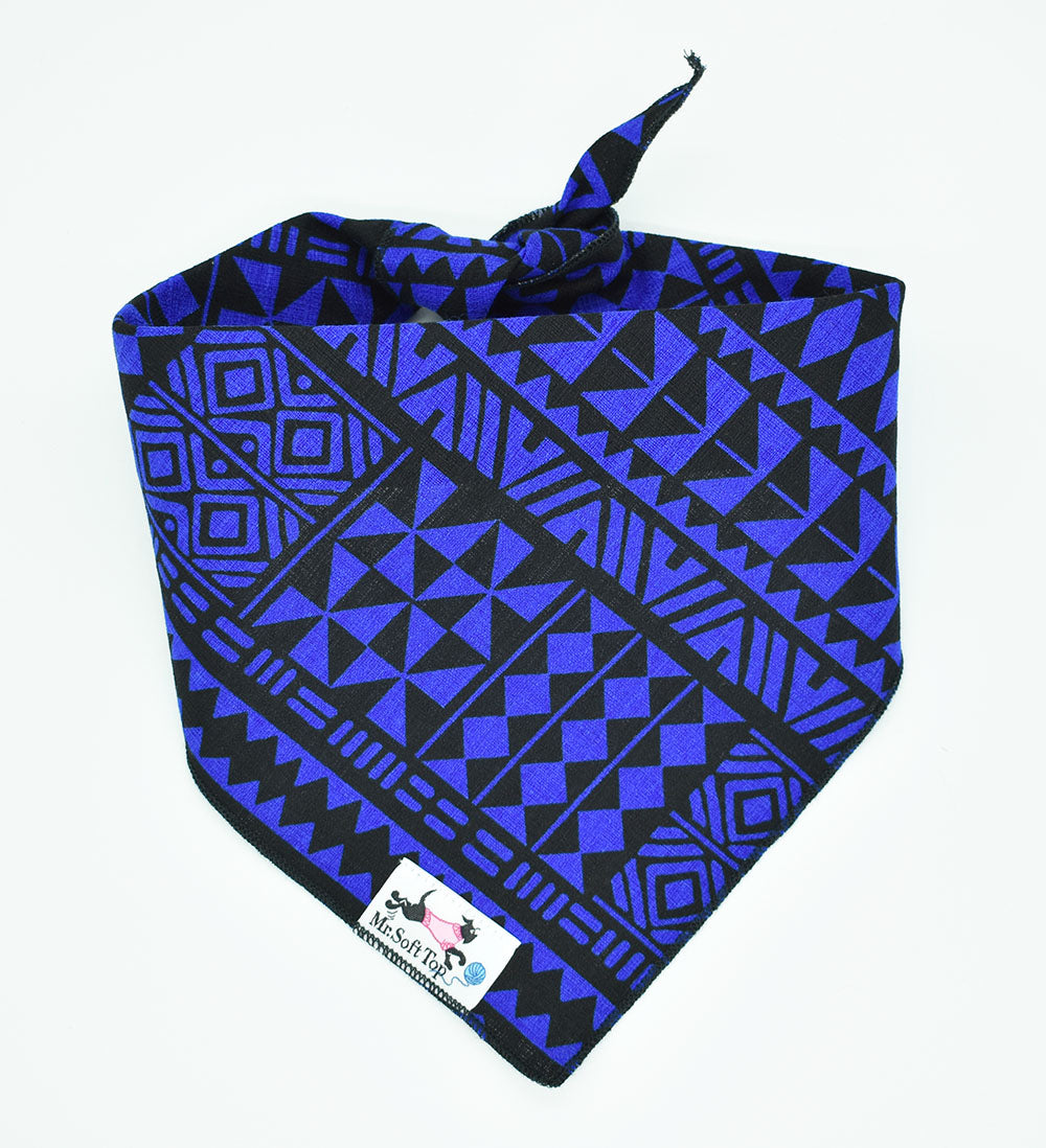 Blue and Black Pasifika Dog Bandana