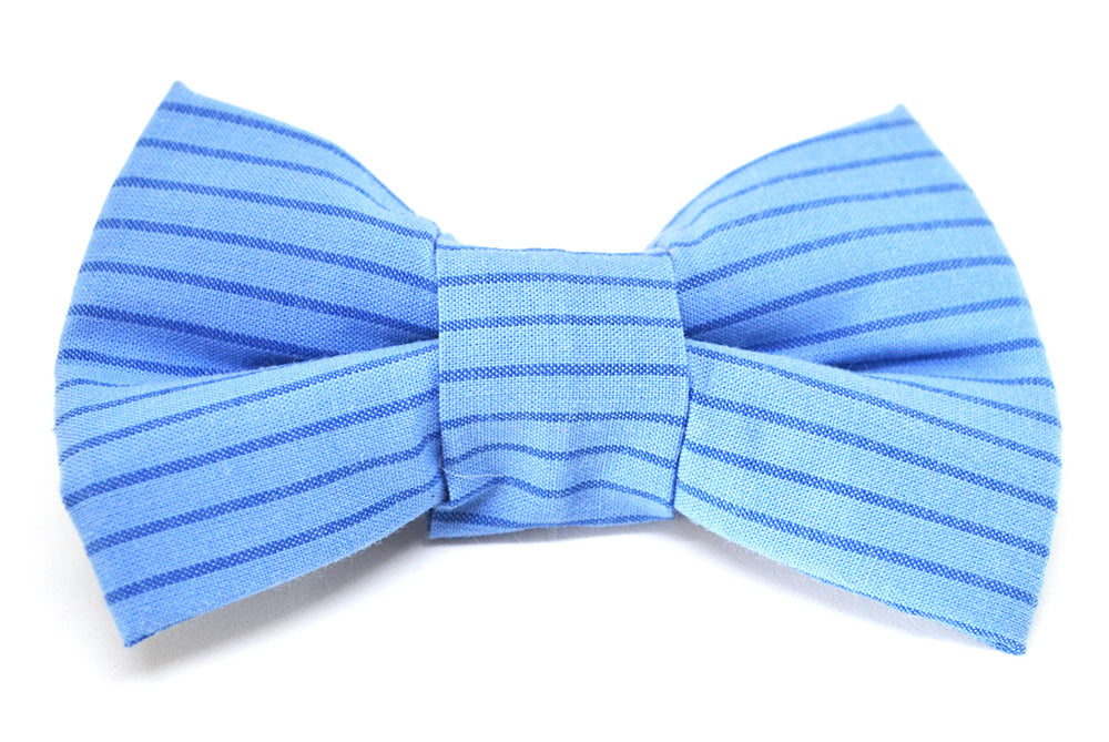 Blue with Dark Blue Stripe Bow Tie