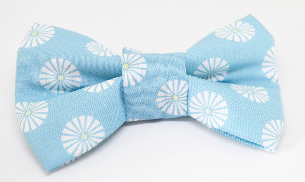 Light Blue with White Flowers Bow Tie