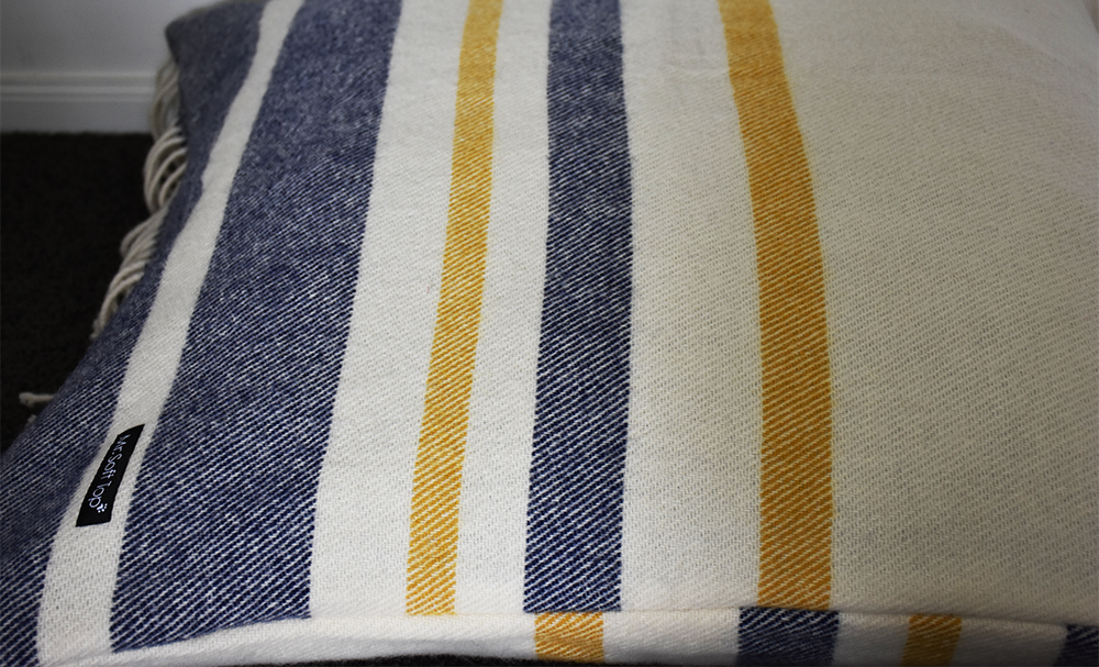 Cream Striped Lambswool Bed