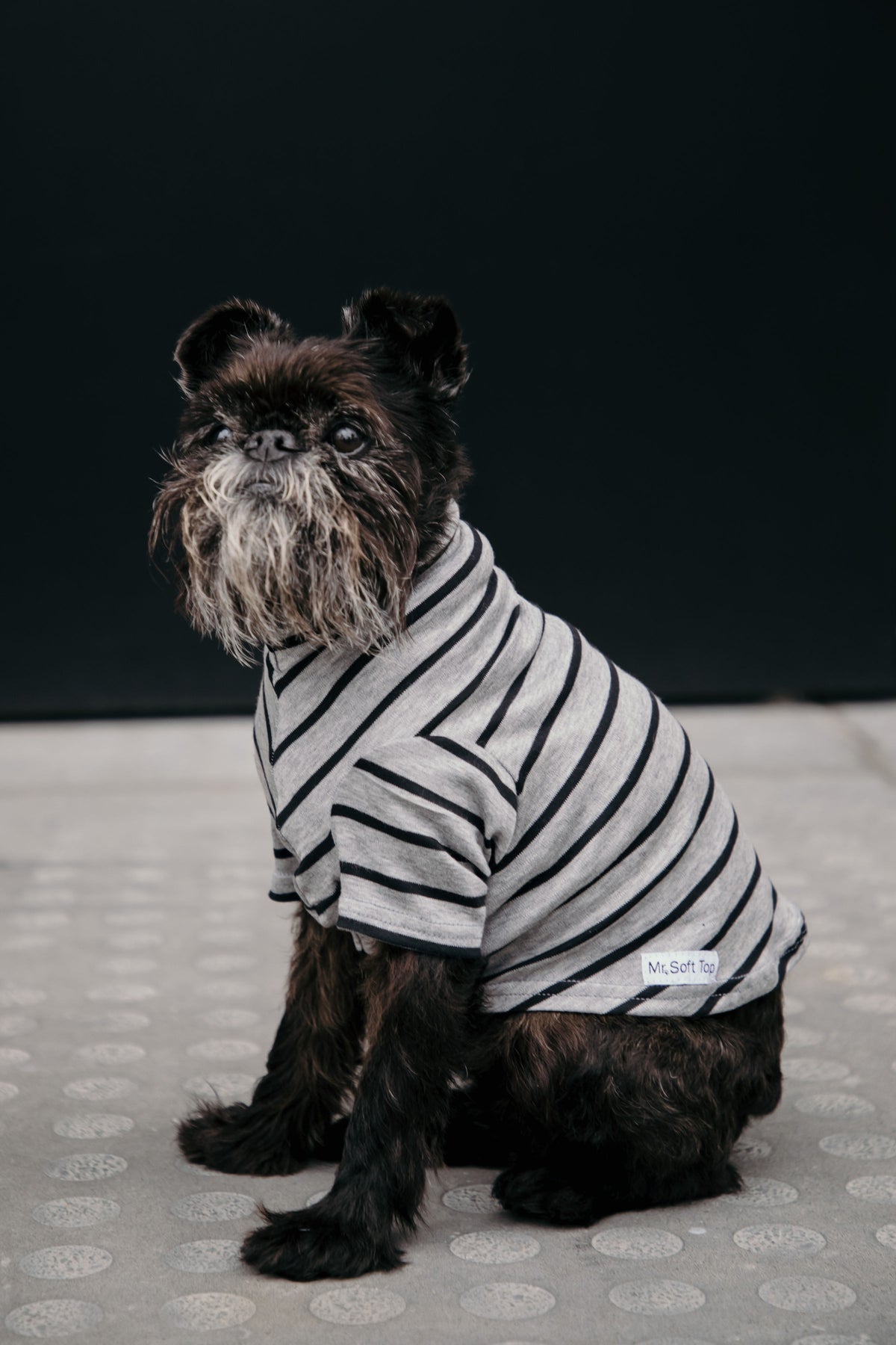 Black and Grey Striped Cotton Tee