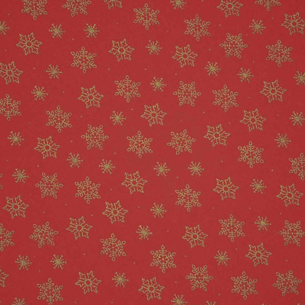 Deep Red and Golden Snowflake Christmas Bandana