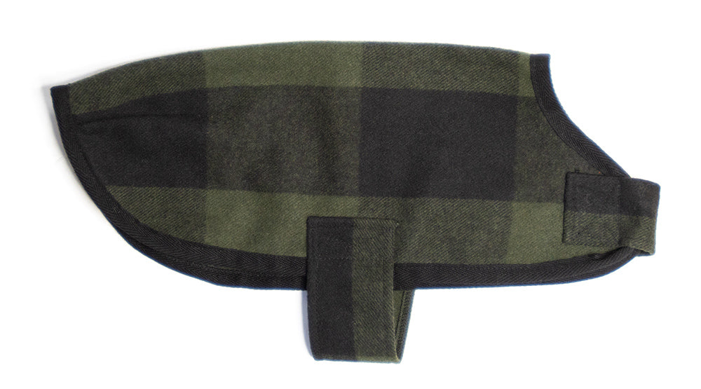 Dark Green Tartan Wool Walking Coat
