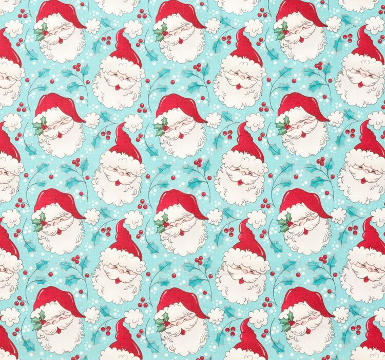 Cheery Santa on Light Aqua Background Christmas Bandana
