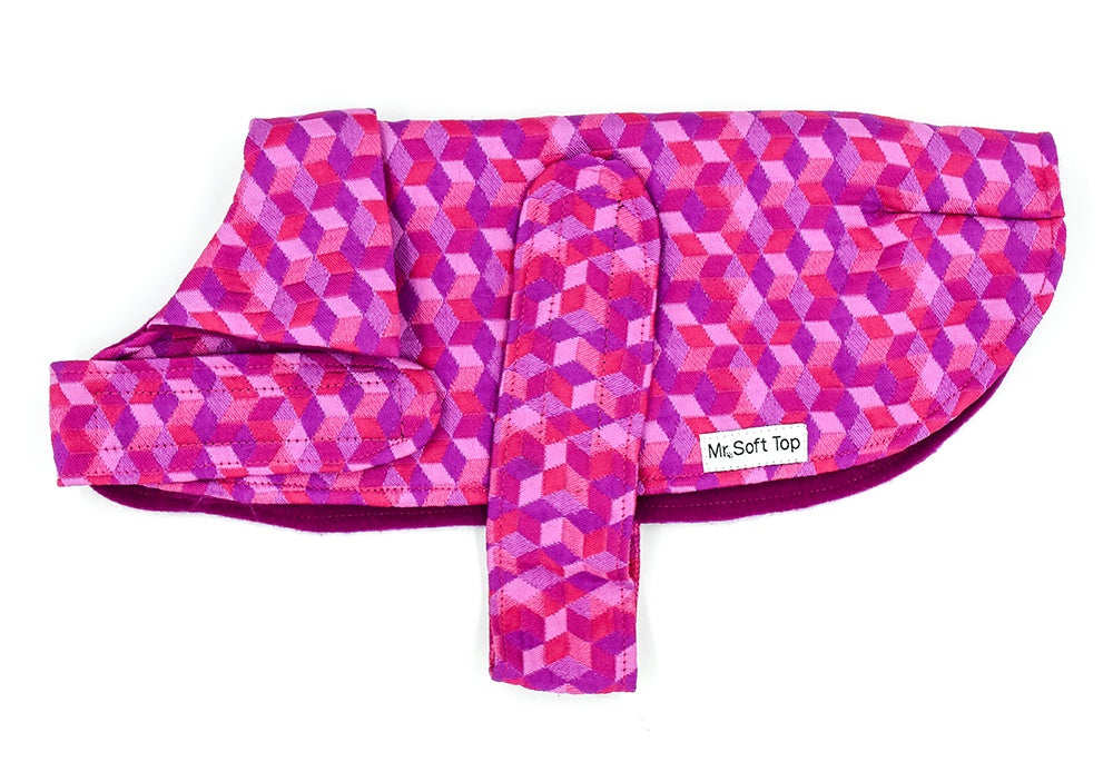 Pink 3D check Lined Walking Coat