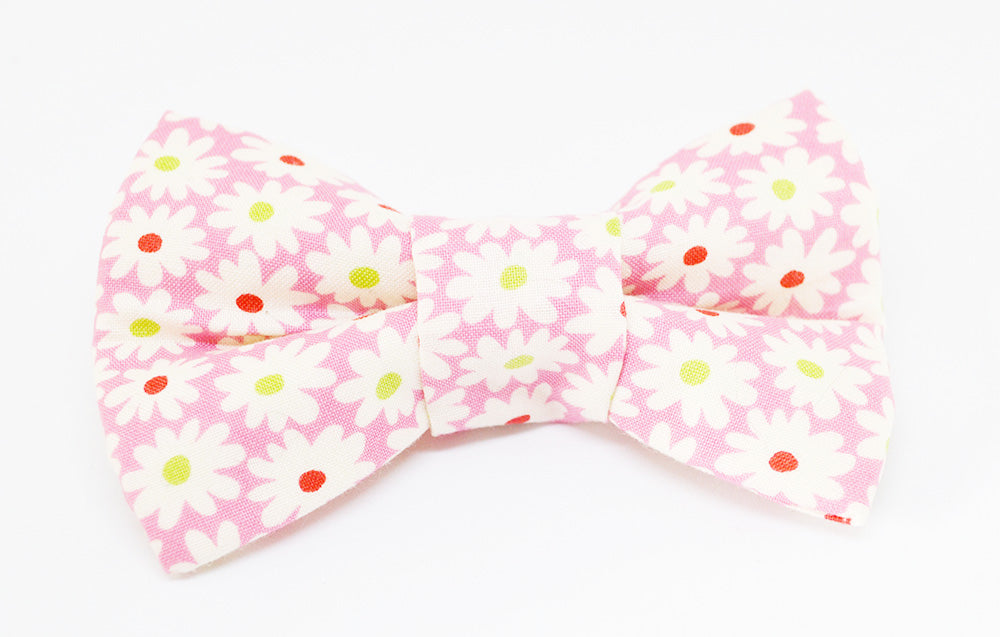 Pink with White Daisies Bow Tie