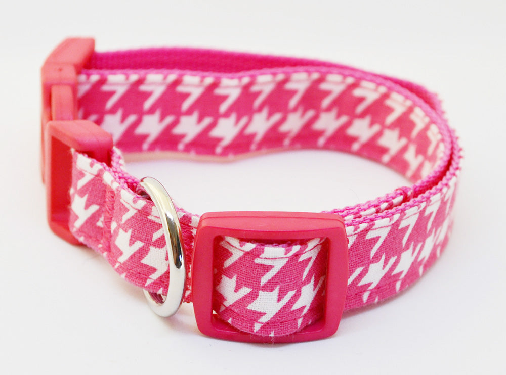 Pink & White Houndstooth Collar