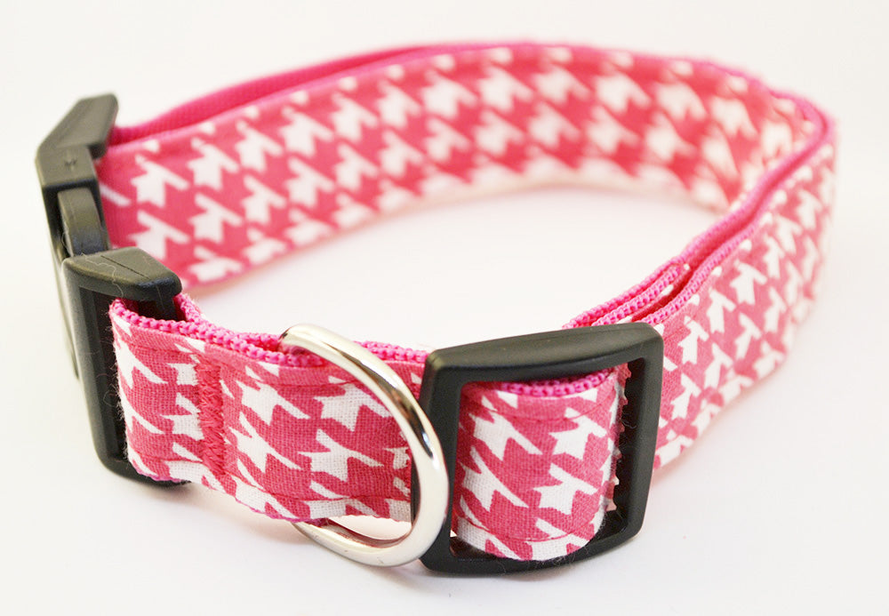Pink & White Houndstooth Collar