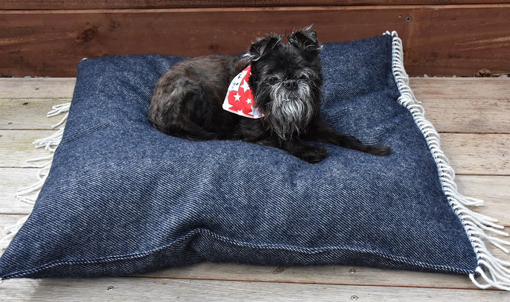 Dark Navy 100% Lambswool Luxury Dog Bed