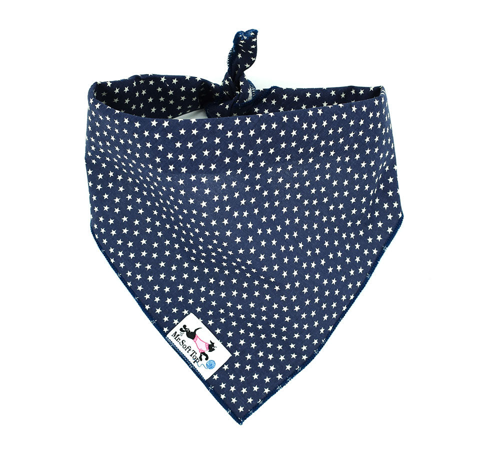 Navy and White Stars Dog Bandana