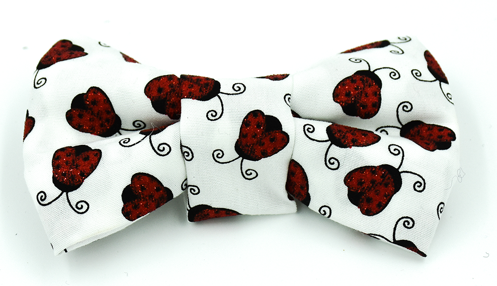 White and Red Glitter Lady Bug Bow