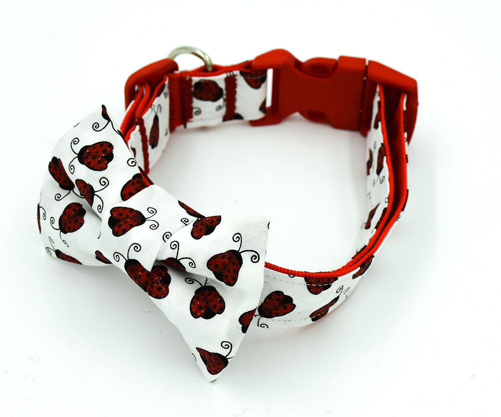 White with Red Glitter Ladybugs Collar