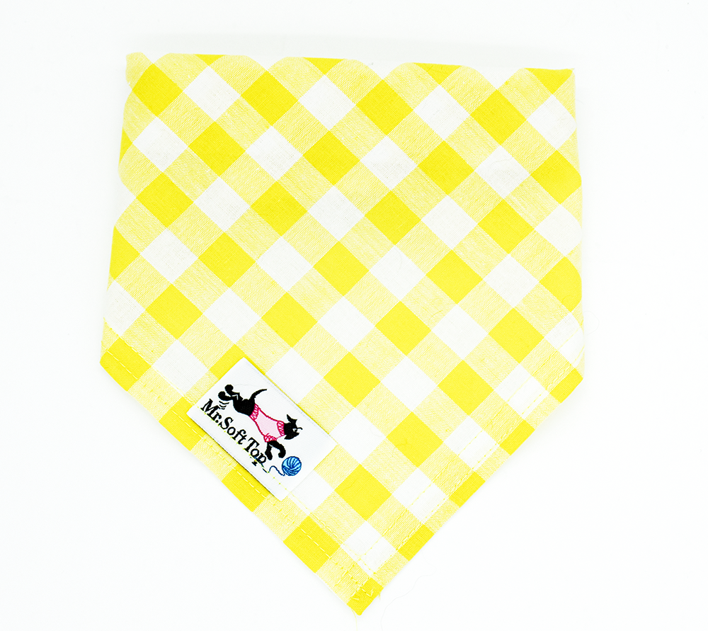 Lemon and White Gingham Bandana